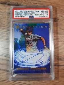 Spencer Torkelson 2021 Bowman Inception Primordial Blue Foil AUTO /75 PSA 8 - Picture 1 of 2