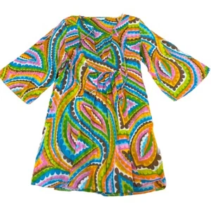 Trina Turk Tunic Dress Swim Cover Up Psychedelic Festival Beach Small Cotton - Picture 1 of 7