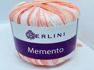 Memento - Berlini Ribbon Yarn #174 Coral - Coral, White - 50gr 88yds - Picture 1 of 5
