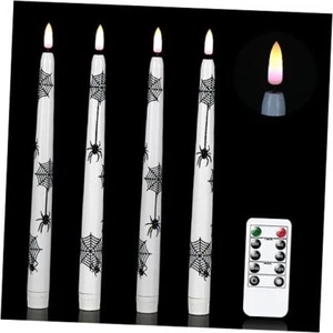 Halloween flammenlose konische Kerzen mit Fernbedienung & Timer Halloween 4er-Pack Spinne - Bild 1 von 8