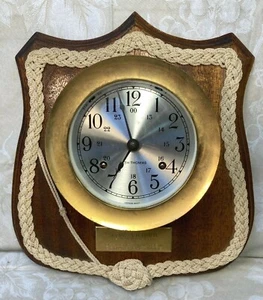 Reloj campana Seth Thomas E537-000 latón barcos en placa de pared de madera no funciona - Imagen 1 de 12