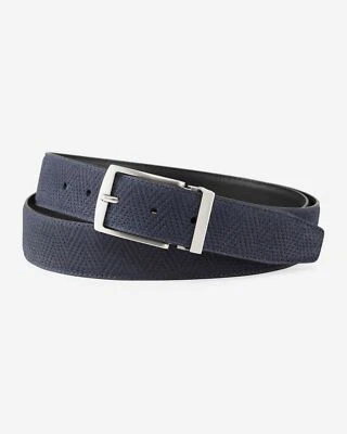 $345 Giorgio Armani Hombre Azul Reversible Gamuza Cuero Hebilla Cinturón 38 Foto 1 de 3