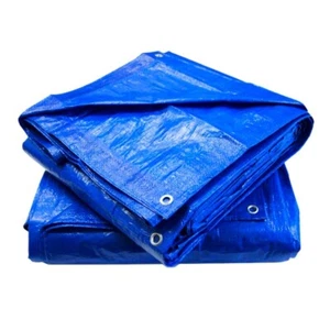 Tarp Supply 100' x 100' Cut Size Blue Poly Tarp With Grommets - Bild 1 von 6