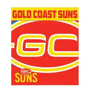 AFL Official Fleece Throw Rug, GOLD COAST SUNS, 150cm x 130cm. - Picture 1 of 3