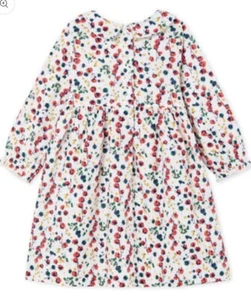 Vestido floral de manga larga para niñas Petit Bateau talla 36 m Precio de venta sugerido por el fabricante $69 - Imagen 1 de 4