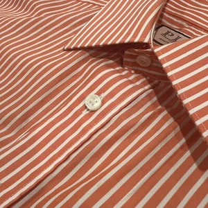 Thomas Pink Men’s Long-Sleeve Dress Shirt Orange Stripe 14.5/37cm - Picture 1 of 17