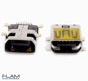 Connecteur Mini USB femelle 10 broches / 1x Connector female Mini USB 10 pins - Foto 1 di 3