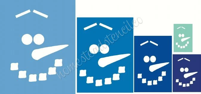 REUSABLE STENCIL 6469 SNOWMAN FACE SET  2" - 8"  DIY SIGN - Image 1 of 1