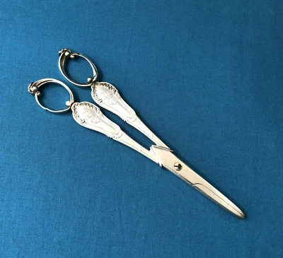 HENRI SOUFFLOT ciseaux à raisin / fruits en argent massif MINERVE couvert 17 cm - Photo 1/4