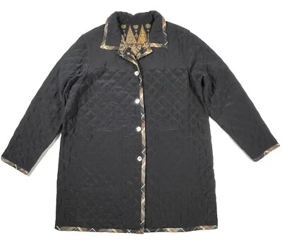 VTG KOOS of COURSE Womens L Reversible Silk Blend Floral Artwear Boho Jacket - Image 1 of 4