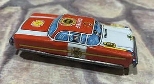 Vintage Tin Friction Toy Fire Chief Car #6544 JAPAN. Nice Lithos. Great - Picture 1 of 5