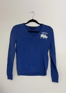 Ralph Lauren Sport Pullover Damen M Double Polo Pony Barbiecore Blau Vintage - Bild 1 von 3