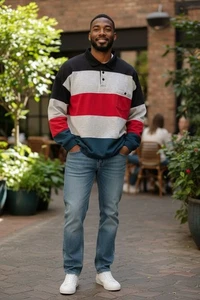 Maglia Rugby Robert Allen Tg XL Manica Lunga Colorblock, Righe Multicolore. NS-26 - Foto 1 di 10