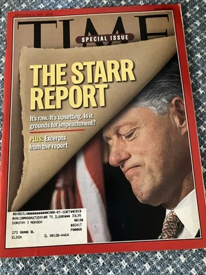 Time Magazine September 21, 1998 The Starr Report Bill Clinton Plus 4 Others - Image 1 of 4