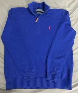 Polo Ralph Lauren Herren Pullover mittelblau 1/4 Zip Langarm Freizeitpullover - Bild 1 von 8