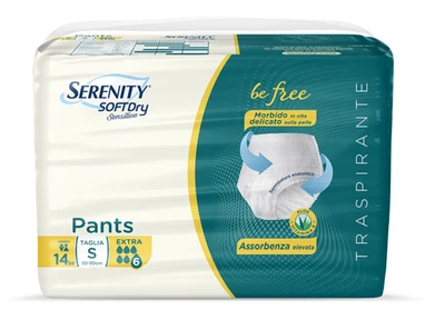 112 PANNOLONI A SLIP SERENITY PANTS SENSITIVE EXTRA TAGLIA S 8 CONF.DA 14 PEZZI - Immagine 1 di 3