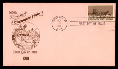 Mayfairstamps US FDC 1968 Cherokee Strip Horses Wagon First Day Cover aau_76717 - Image 1 of 2