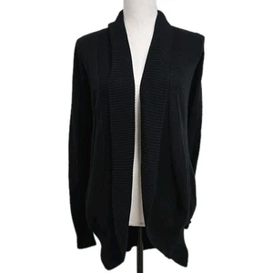 Quince 100% Cashmere Open Front Drape Cardigan Sweater Lightweight Soft Black XS - Picture 1 of 6