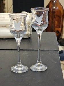 PartyLite Iced Crystal Pair Set Stemmed Glass Votive Tealight Holders - Picture 1 of 3