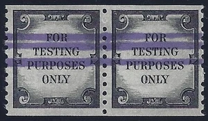 TD107b Var. Test/Dummy Stamp Pair W/3 Medium Purple Defacement Lines Mint NH - Picture 1 of 1