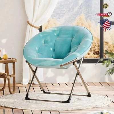 Cómoda Silla Platillo Moderna Plegable Suave Piel Sintética Ancho Salón Campamento Silla Dormitorio Foto 1 de 4