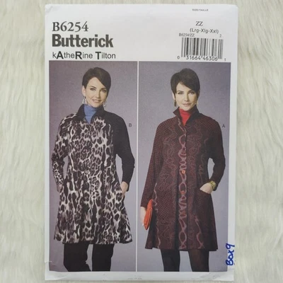 Butterick 6254 Sewing Pattern, Size LG-XL-XXL, Unlined Coat Dress, Semi-Fitted - Image 1 of 4