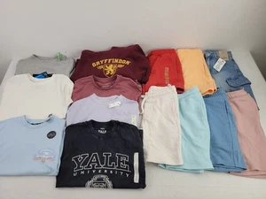 M&S Boy's 14pcs Bundle T-Shirts Shorts Hoodie Size 6-7 Yrs Blue Pink New F2 - Picture 1 of 10
