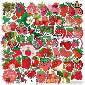 Strawberry Stickers, Red Friuts Strawberry Waterproof Decals Vinyl Stickers for - Picture 1 of 6