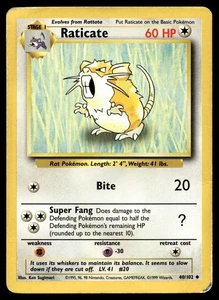 Raticate 040/102 Pokemon Base Set Ilimitado No Holo (MP) - Imagen 1 de 2
