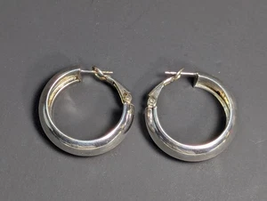 JCM 925 Sterling Silver Hoop Earrings 1" Leverback - Picture 1 of 24