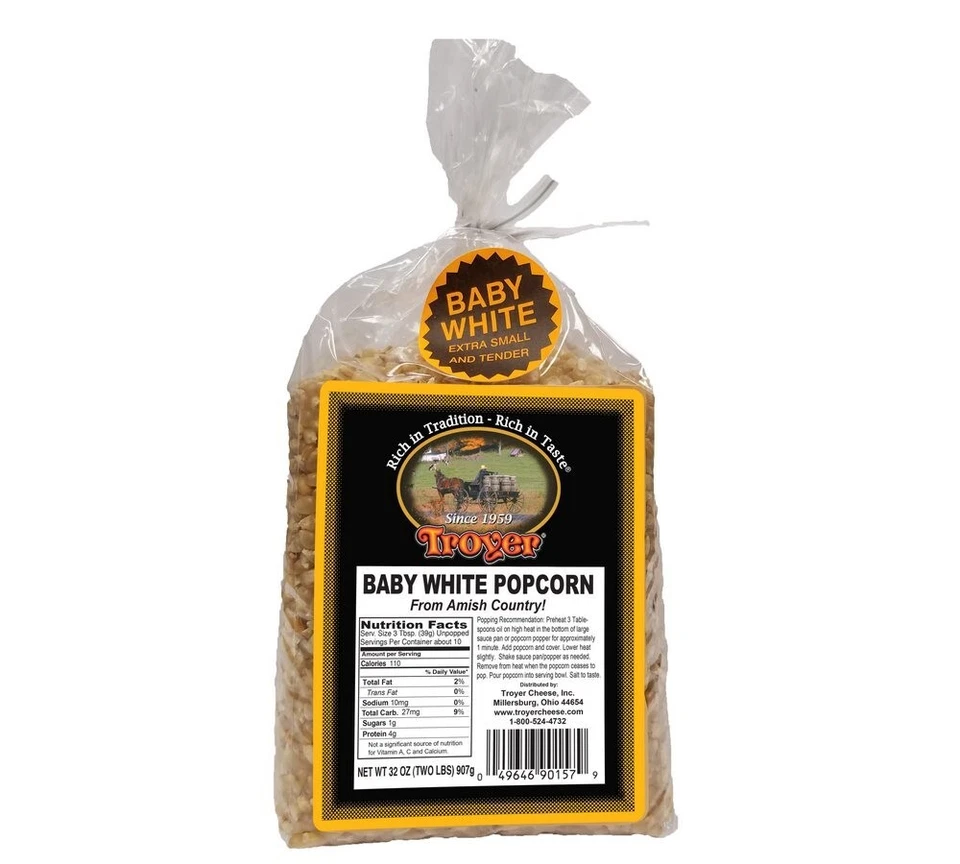 Amish Baby White Popcorn Gluten Free Non GMO Vegan All Natural - 2 lb Bag - Image 1 of 1