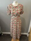 Ladies Girl In Mind Blue Pink Floral Daisy Pattern Short Sleeve Maxi Dress 10 