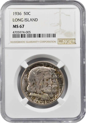 1936 Long Island Commemorative Half MS-67 NGC Certified  - Image 1 of 4