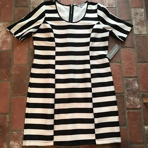 Colección NY Talla XL Blanco y Negro Rayas Vestido de Boda Cóctel Carrera   - Imagen 1 de 4