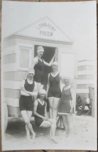 Bathing Beauty Group Beach Changing Cabin 1910 Realphoto Postcard Risque Rppc - Picture 1 of 1