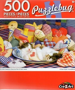 Jigsaw Puzzle 500pc Tabby Kitten Hearts 18.25"X11" Puzzlebug Cra-Z-Art NEW #TY27 - Picture 1 of 1