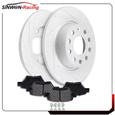 Задние керамические тормозные колодки и диски для Volkswagen Eos 2011-2016 годов выпуска с прорезями - Изображение 1 из 4