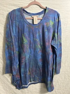 Philosophy Top Mujer Azul Acuarela Cuello Redondo Manga Larga Pullover Talla XXL - Imagen 1 de 5