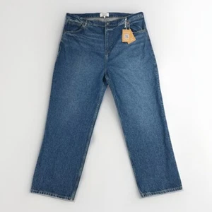 Jeans Abby High Rise gamba dritta nuovi con etichette REFORMATION taglia 34 (42x30,5) blu rigido - Foto 1 di 9