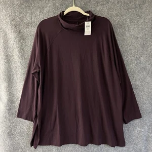 NEW J. Jill Top Women's 2X Dark Fig Luxe Supima Everyday Turtleneck Tunic A-Line - Picture 1 of 10