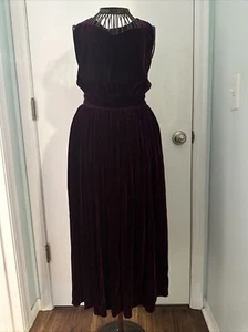 Eileen west  vintage 4 burgundy velvet halter midi dress - Picture 1 of 12