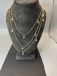 Robert Verdi 70” Long Gold Plated Ball Necklace with Crystals M2163 - Picture 1 of 5