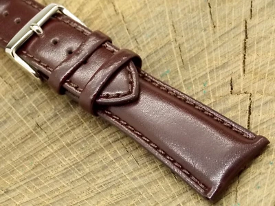 Correa de reloj vintage de cuero sin usar con hebilla tono plateado 24 mm deBeer Europa NOS Foto 1 de 4