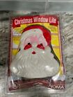 Noma Merry Christmas Window Lighted Santa Doubled Sided Blow Mold Face 1990