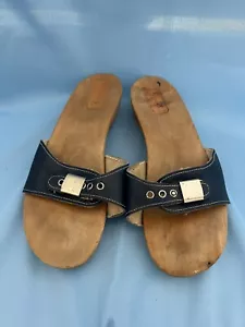 Dr. Scholl's sandalo vintage in pelle blu taglia 6 - Foto 1 di 7