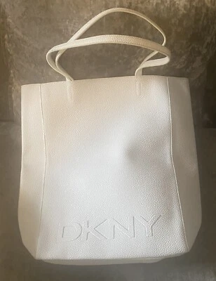 DKNY Large Beach Tote Shopper Bag White Faux Leather - Image 1 of 2