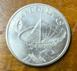1978 SINGAPORE Com Satellite Dishes VINTAGE Proof Silver 10 Dollars Coin i102519 - Picture 1 of 2