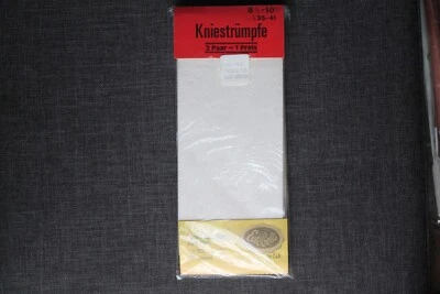 Vintage Eurobella 2 Paar Fein Kniestrümpfe Einheitsgröße Weiß gemustert Neu OVP - Bild 1 von 3