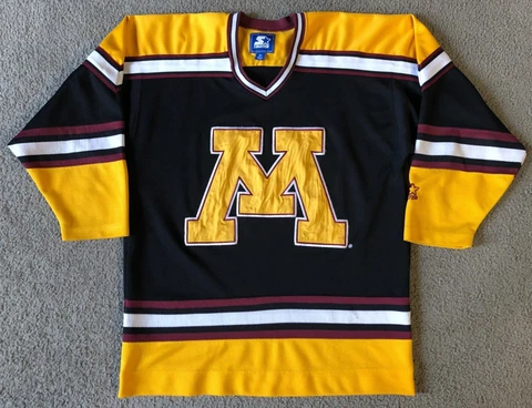 VTG Starter Minnesota Gophers Embroidered Black Hockey Jersey - Size Medium Cover