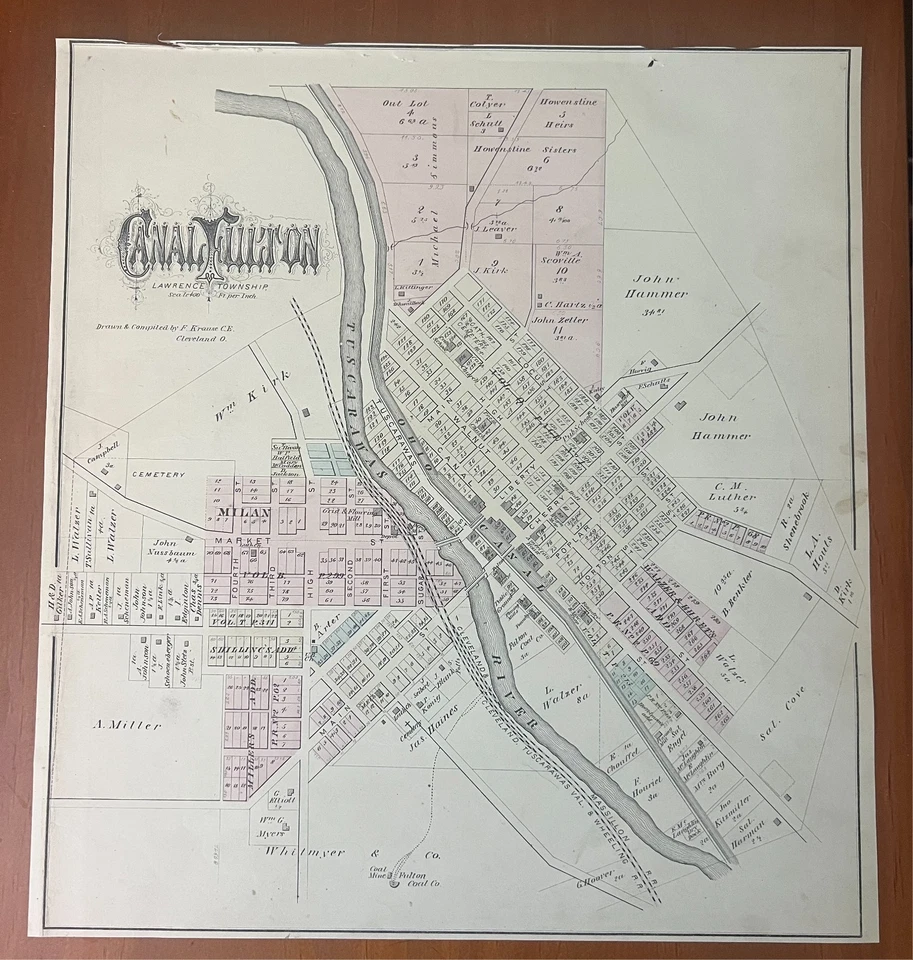 Ohio Stark County Canal Fulton map c1880s w/ Louisville Osnaburg Freeburg verso - Image 1 of 4